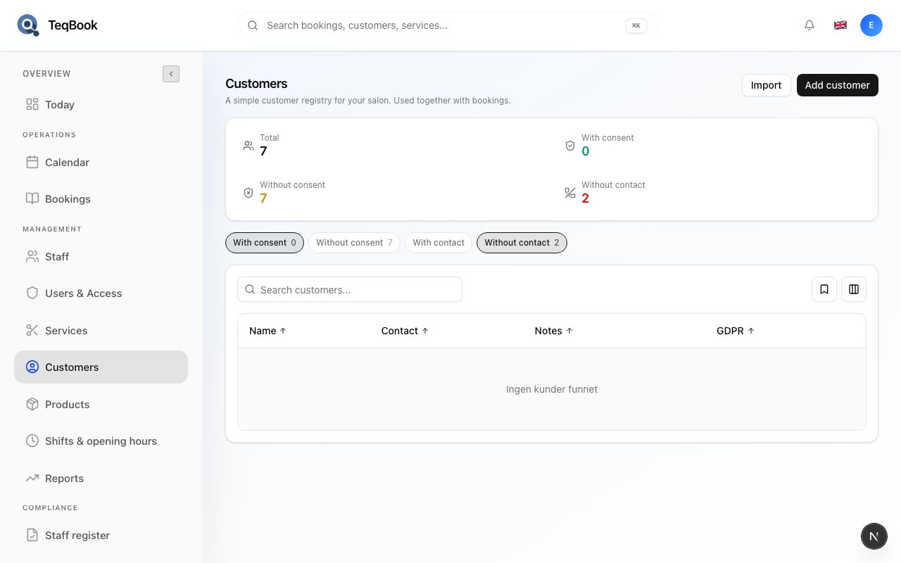 Edit customer dialog